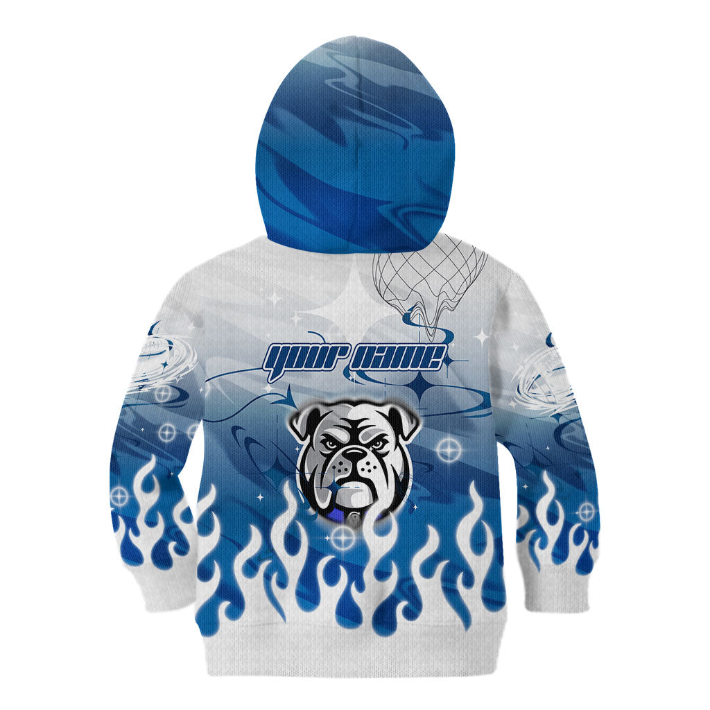 Personalized Canterbury Bankstown Bulldogs Kid Hoodie Y2K Grunge Aesthetic With Cyber Flames and Starburst Graphics
