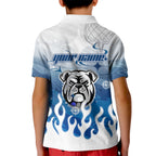 Personalized Canterbury Bankstown Bulldogs Kid Polo Shirt Y2K Grunge Aesthetic With Cyber Flames and Starburst Graphics