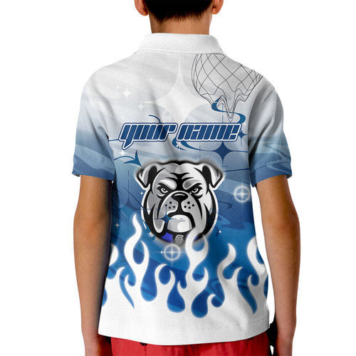 Personalized Canterbury Bankstown Bulldogs Kid Polo Shirt Y2K Grunge Aesthetic With Cyber Flames and Starburst Graphics