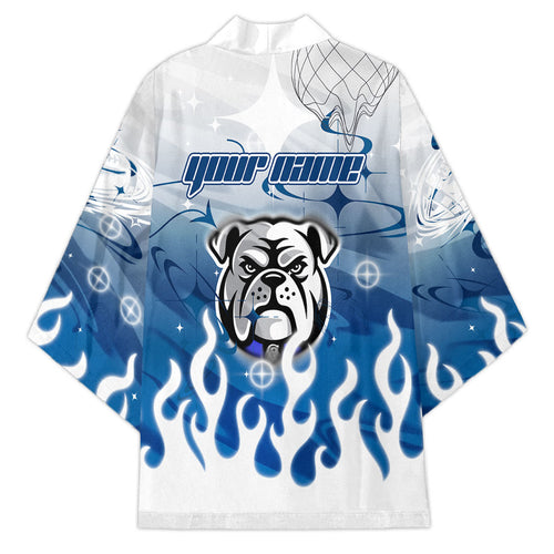 Personalized Canterbury Bankstown Bulldogs Kimono Y2K Grunge Aesthetic With Cyber Flames and Starburst Graphics