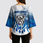 Personalized Canterbury Bankstown Bulldogs Kimono Sleeve Blouse Y2K Grunge Aesthetic With Cyber Flames and Starburst Graphics