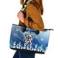 Personalized Canterbury Bankstown Bulldogs Leather Tote Bag Y2K Grunge Aesthetic With Cyber Flames and Starburst Graphics