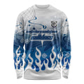 Personalized Canterbury Bankstown Bulldogs Long Sleeve Shirt Y2K Grunge Aesthetic With Cyber Flames and Starburst Graphics