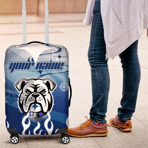 Personalized Canterbury Bankstown Bulldogs Luggage Cover Y2K Grunge Aesthetic With Cyber Flames and Starburst Graphics