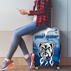 Personalized Canterbury Bankstown Bulldogs Luggage Cover Y2K Grunge Aesthetic With Cyber Flames and Starburst Graphics