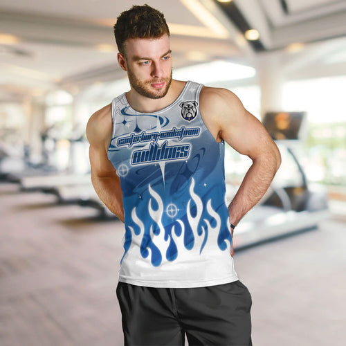Personalized Canterbury Bankstown Bulldogs Men Tank Top Y2K Grunge Aesthetic With Cyber Flames and Starburst Graphics