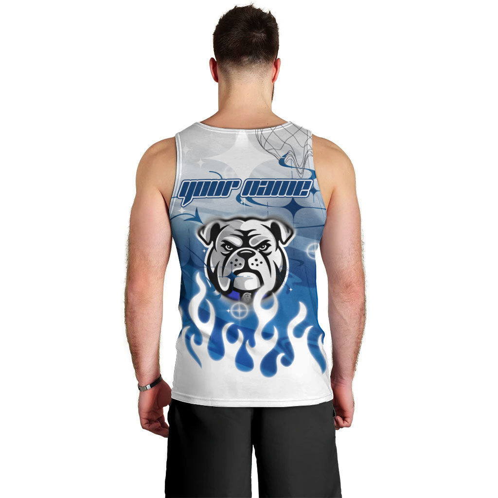 Personalized Canterbury Bankstown Bulldogs Men Tank Top Y2K Grunge Aesthetic With Cyber Flames and Starburst Graphics