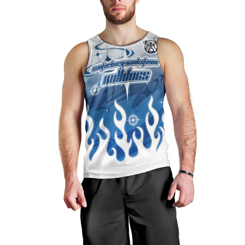 Personalized Canterbury Bankstown Bulldogs Men Tank Top Y2K Grunge Aesthetic With Cyber Flames and Starburst Graphics
