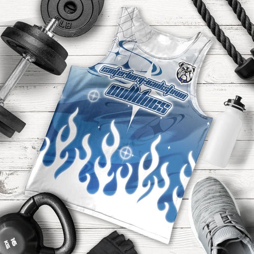 Personalized Canterbury Bankstown Bulldogs Men Tank Top Y2K Grunge Aesthetic With Cyber Flames and Starburst Graphics