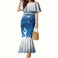 Personalized Canterbury Bankstown Bulldogs Mermaid Dress Y2K Grunge Aesthetic With Cyber Flames and Starburst Graphics