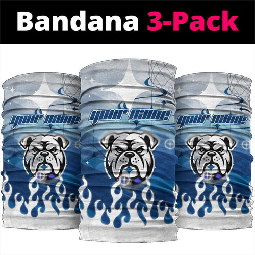 Personalized Canterbury Bankstown Bulldogs Neck Gaiter Y2K Grunge Aesthetic With Cyber Flames and Starburst Graphics