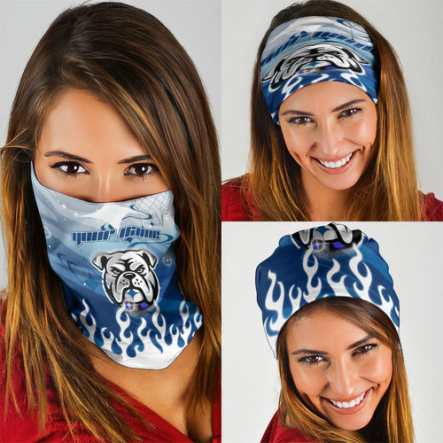 Personalized Canterbury Bankstown Bulldogs Neck Gaiter Y2K Grunge Aesthetic With Cyber Flames and Starburst Graphics