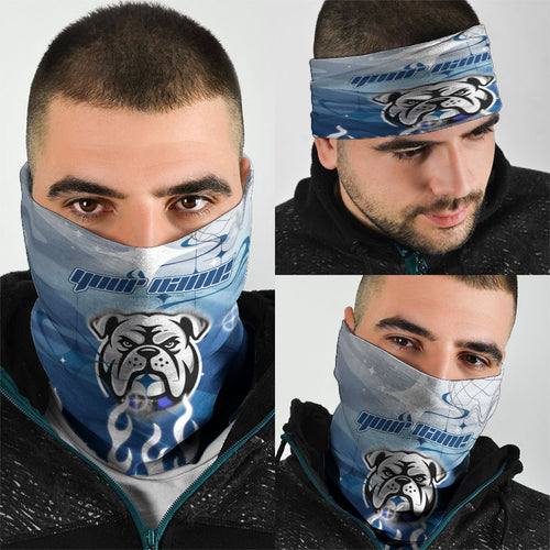 Personalized Canterbury Bankstown Bulldogs Neck Gaiter Y2K Grunge Aesthetic With Cyber Flames and Starburst Graphics