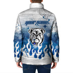Personalized Canterbury Bankstown Bulldogs Padded Jacket Y2K Grunge Aesthetic With Cyber Flames and Starburst Graphics