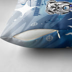 Personalized Canterbury Bankstown Bulldogs Pillow Cover Y2K Grunge Aesthetic With Cyber Flames and Starburst Graphics