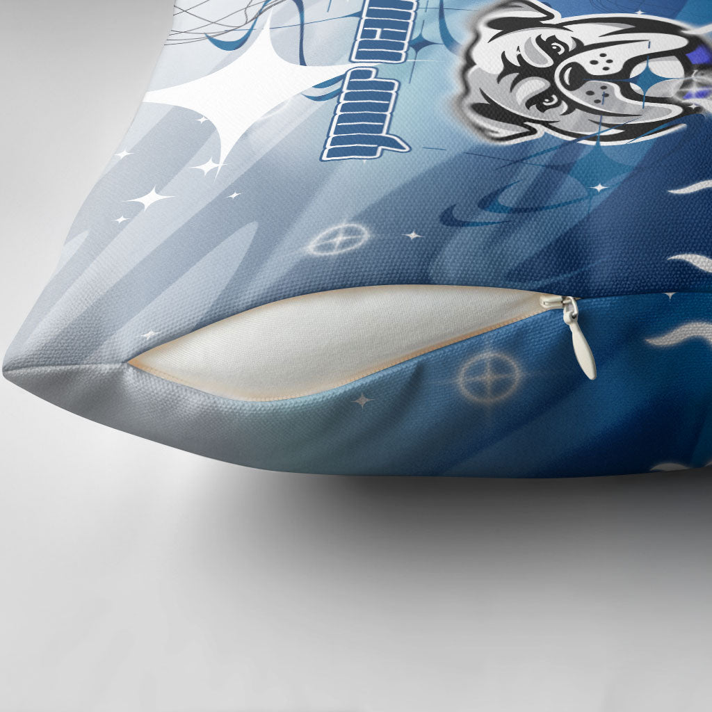 Personalized Canterbury Bankstown Bulldogs Pillow Cover Y2K Grunge Aesthetic With Cyber Flames and Starburst Graphics