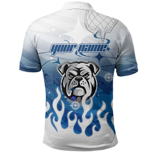 Personalized Canterbury Bankstown Bulldogs Polo Shirt Y2K Grunge Aesthetic With Cyber Flames and Starburst Graphics