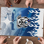 Personalized Canterbury Bankstown Bulldogs Puzzle Y2K Grunge Aesthetic With Cyber Flames and Starburst Graphics
