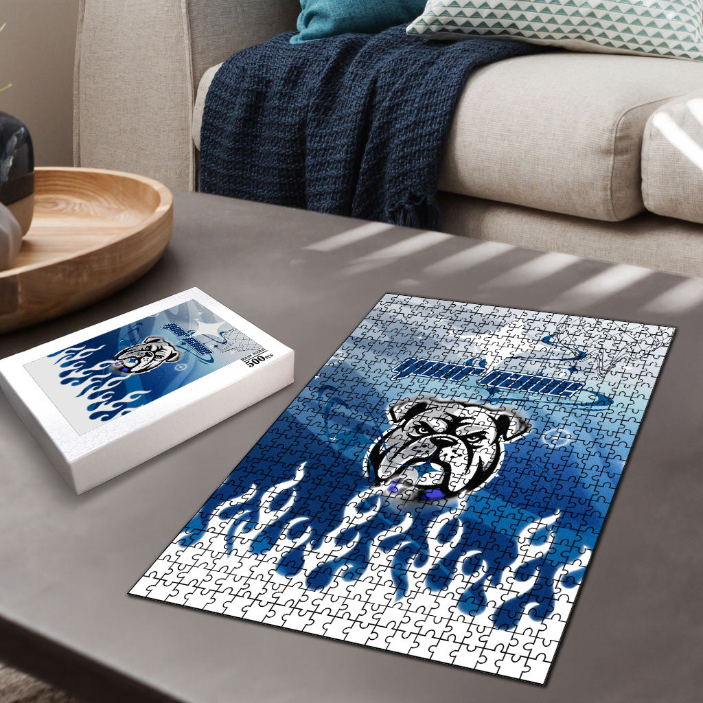 Personalized Canterbury Bankstown Bulldogs Puzzle Y2K Grunge Aesthetic With Cyber Flames and Starburst Graphics