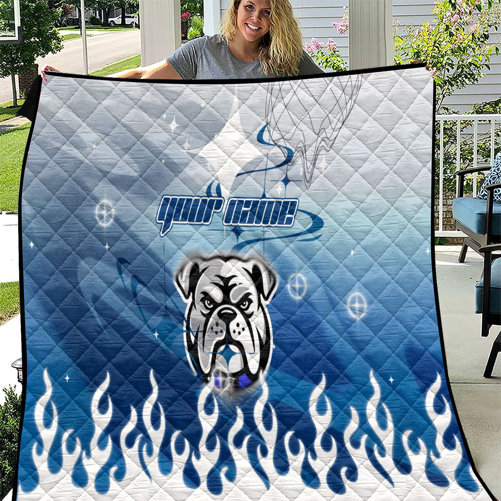 Personalized Canterbury Bankstown Bulldogs Quilt Y2K Grunge Aesthetic With Cyber Flames and Starburst Graphics