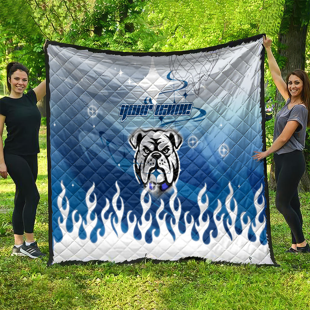 Personalized Canterbury Bankstown Bulldogs Quilt Y2K Grunge Aesthetic With Cyber Flames and Starburst Graphics