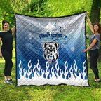 Personalized Canterbury Bankstown Bulldogs Quilt Y2K Grunge Aesthetic With Cyber Flames and Starburst Graphics
