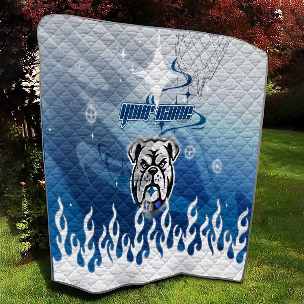 Personalized Canterbury Bankstown Bulldogs Quilt Y2K Grunge Aesthetic With Cyber Flames and Starburst Graphics