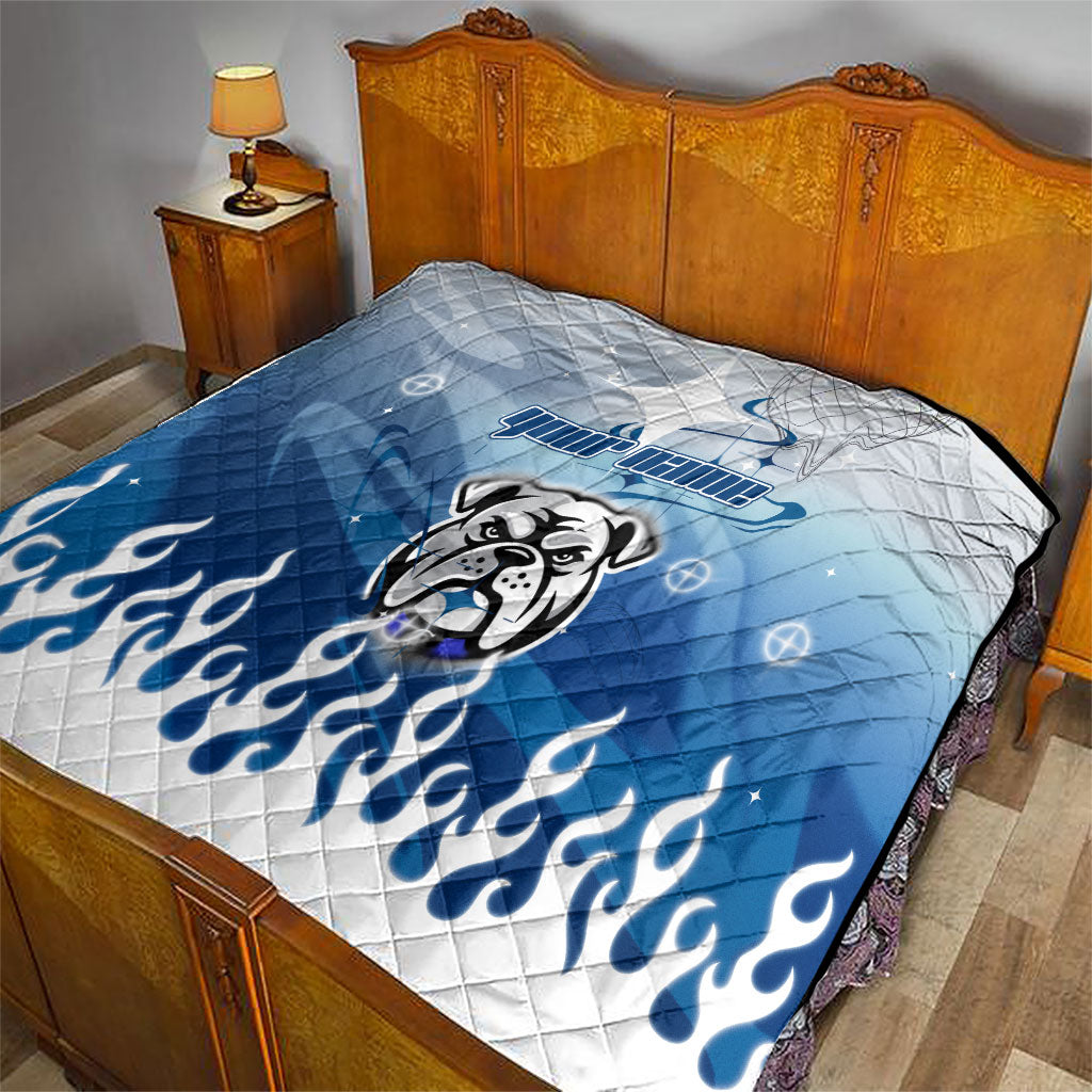 Personalized Canterbury Bankstown Bulldogs Quilt Y2K Grunge Aesthetic With Cyber Flames and Starburst Graphics