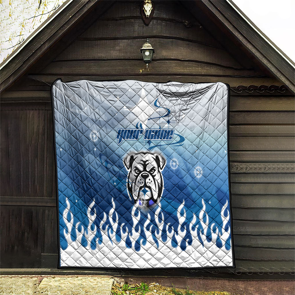 Personalized Canterbury Bankstown Bulldogs Quilt Y2K Grunge Aesthetic With Cyber Flames and Starburst Graphics