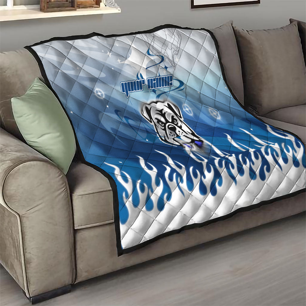 Personalized Canterbury Bankstown Bulldogs Quilt Y2K Grunge Aesthetic With Cyber Flames and Starburst Graphics