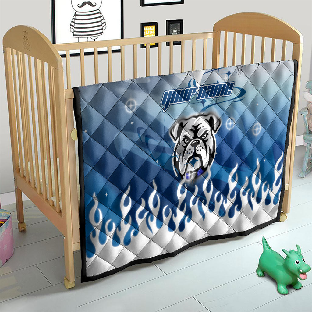Personalized Canterbury Bankstown Bulldogs Quilt Y2K Grunge Aesthetic With Cyber Flames and Starburst Graphics