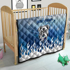 Personalized Canterbury Bankstown Bulldogs Quilt Y2K Grunge Aesthetic With Cyber Flames and Starburst Graphics