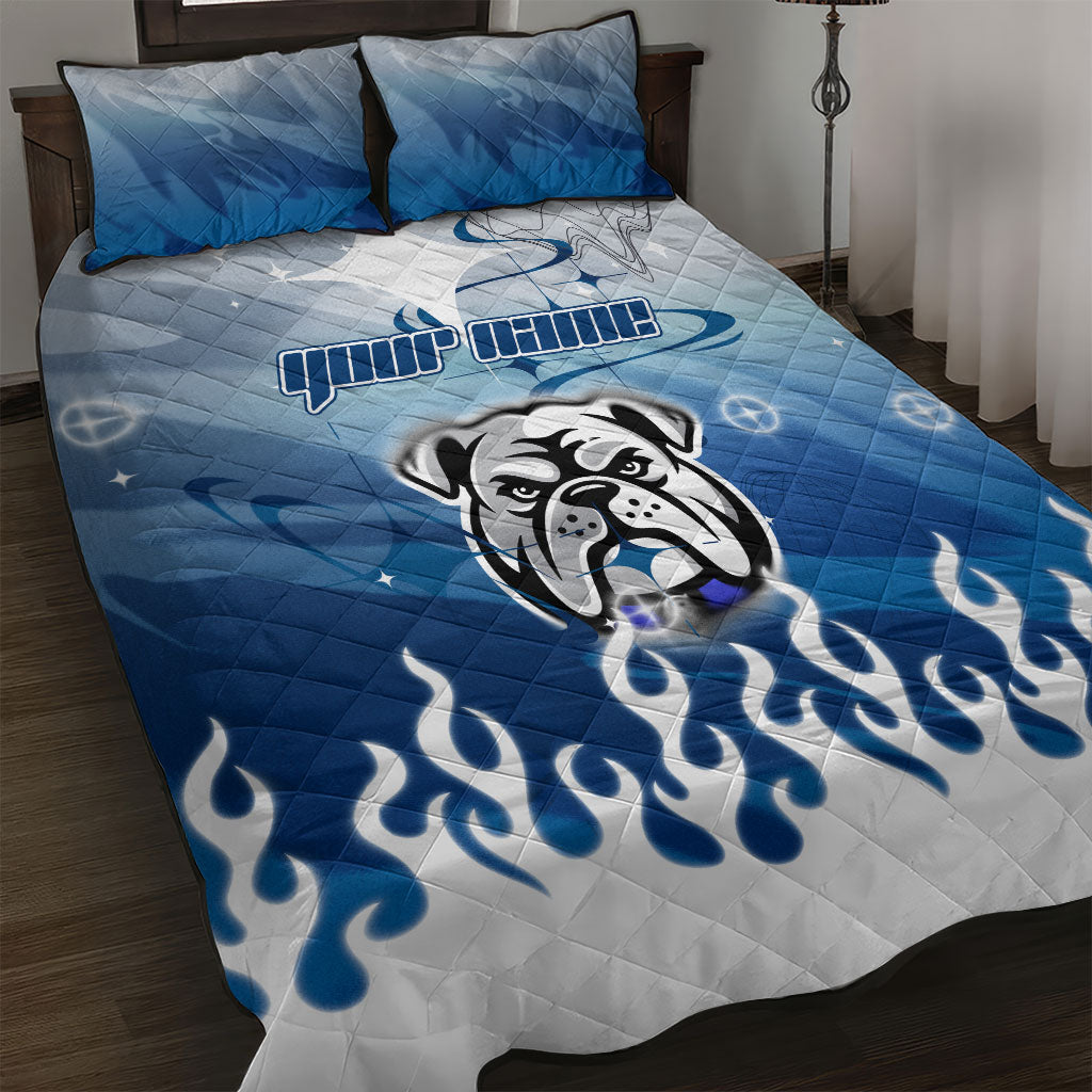 Personalized Canterbury Bankstown Bulldogs Quilt Bed Set Y2K Grunge Aesthetic With Cyber Flames and Starburst Graphics