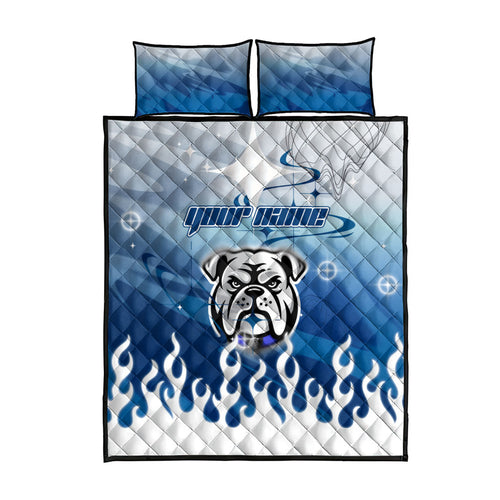 Personalized Canterbury Bankstown Bulldogs Quilt Bed Set Y2K Grunge Aesthetic With Cyber Flames and Starburst Graphics