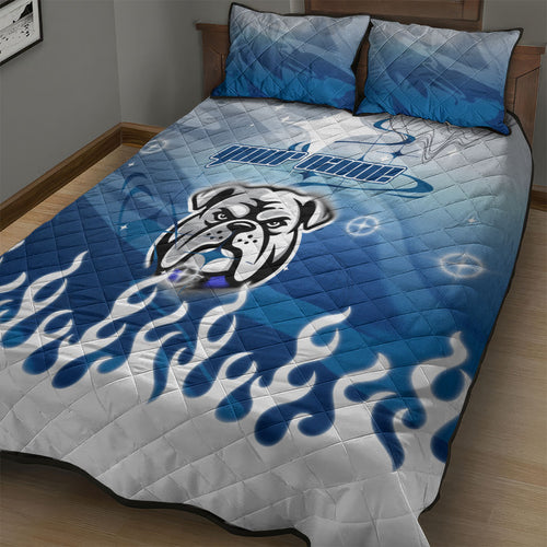 Personalized Canterbury Bankstown Bulldogs Quilt Bed Set Y2K Grunge Aesthetic With Cyber Flames and Starburst Graphics