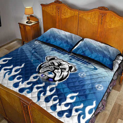 Personalized Canterbury Bankstown Bulldogs Quilt Bed Set Y2K Grunge Aesthetic With Cyber Flames and Starburst Graphics