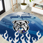 Personalized Canterbury Bankstown Bulldogs Round Carpet Y2K Grunge Aesthetic With Cyber Flames and Starburst Graphics