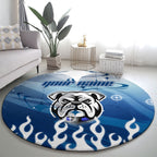 Personalized Canterbury Bankstown Bulldogs Round Carpet Y2K Grunge Aesthetic With Cyber Flames and Starburst Graphics