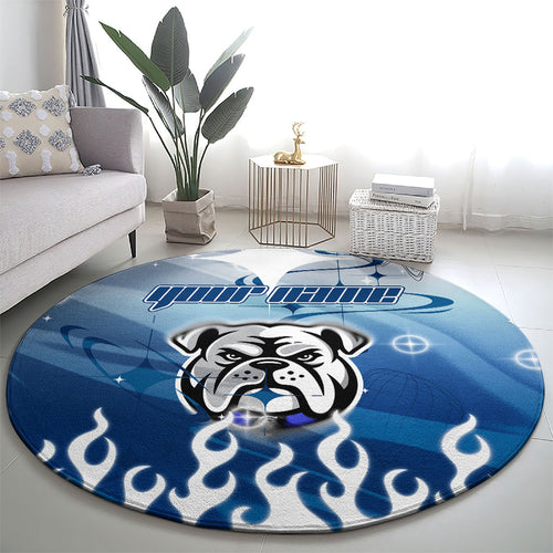 Personalized Canterbury Bankstown Bulldogs Round Carpet Y2K Grunge Aesthetic With Cyber Flames and Starburst Graphics