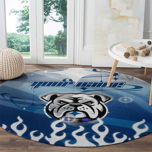 Personalized Canterbury Bankstown Bulldogs Round Carpet Y2K Grunge Aesthetic With Cyber Flames and Starburst Graphics