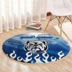 Personalized Canterbury Bankstown Bulldogs Round Carpet Y2K Grunge Aesthetic With Cyber Flames and Starburst Graphics