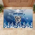 Personalized Canterbury Bankstown Bulldogs Rubber Doormat Y2K Grunge Aesthetic With Cyber Flames and Starburst Graphics