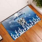 Personalized Canterbury Bankstown Bulldogs Rubber Doormat Y2K Grunge Aesthetic With Cyber Flames and Starburst Graphics