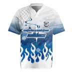 Personalized Canterbury Bankstown Bulldogs Rugby Jersey Y2K Grunge Aesthetic With Cyber Flames and Starburst Graphics