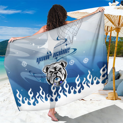 Personalized Canterbury Bankstown Bulldogs Sarong Y2K Grunge Aesthetic With Cyber Flames and Starburst Graphics