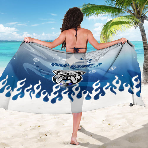 Personalized Canterbury Bankstown Bulldogs Sarong Y2K Grunge Aesthetic With Cyber Flames and Starburst Graphics
