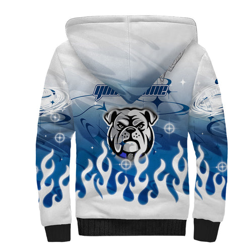 Personalized Canterbury Bankstown Bulldogs Sherpa Hoodie Y2K Grunge Aesthetic With Cyber Flames and Starburst Graphics