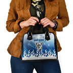 Personalized Canterbury Bankstown Bulldogs Shoulder Handbag Y2K Grunge Aesthetic With Cyber Flames and Starburst Graphics