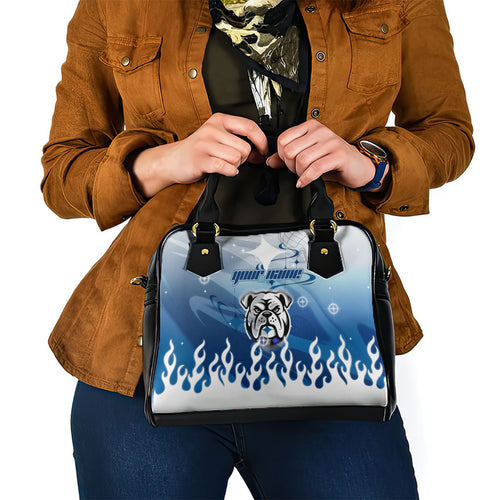 Personalized Canterbury Bankstown Bulldogs Shoulder Handbag Y2K Grunge Aesthetic With Cyber Flames and Starburst Graphics