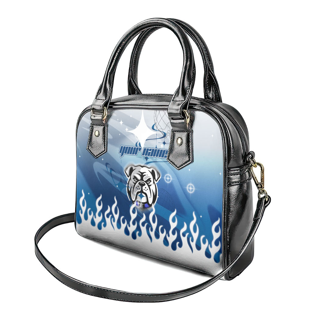 Personalized Canterbury Bankstown Bulldogs Shoulder Handbag Y2K Grunge Aesthetic With Cyber Flames and Starburst Graphics